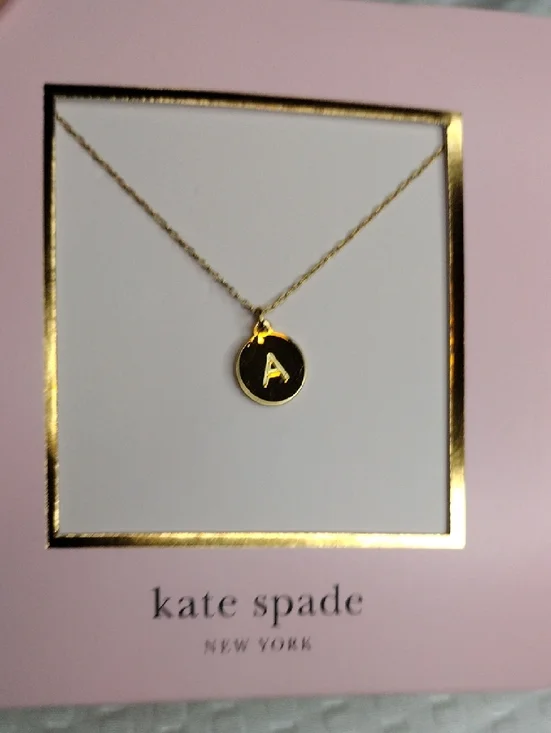 kate spade Gold Initial 'A' Pendant Necklace on Pink Card - Picture 4 of 5
